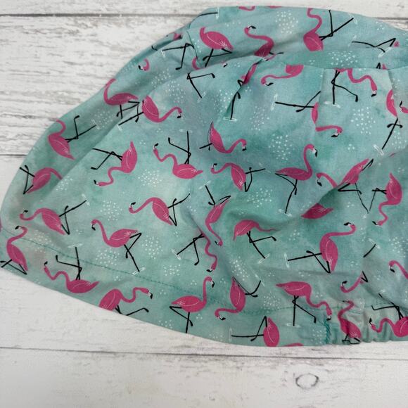 Blue Pink Flamingo Euro‎ Style Scrub Hospital Cap Hat Nurse OR Tech - Picture 2 of 2